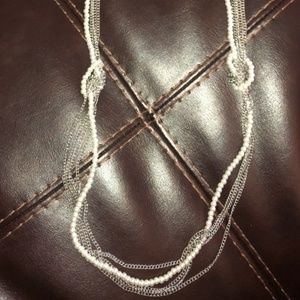 Metal + Pearl Long Necklace